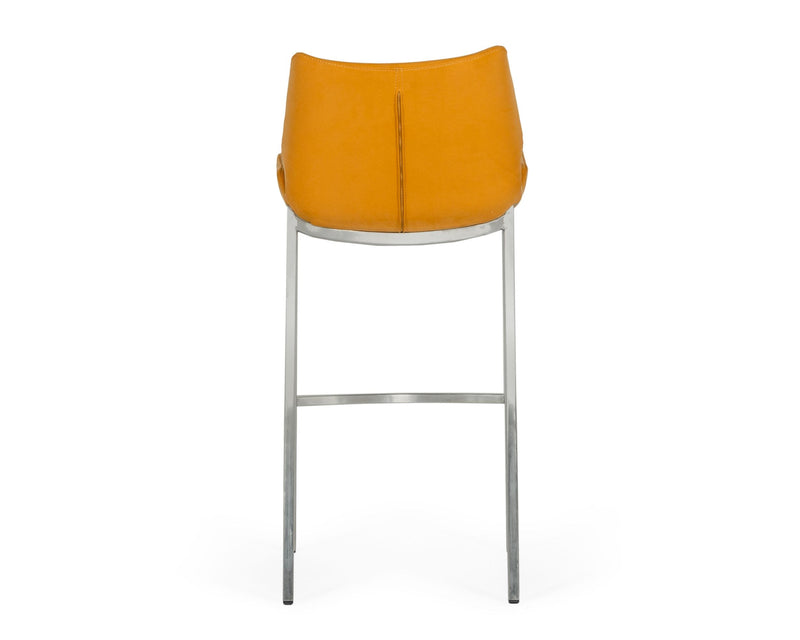 Dave - Modern Orange Leatherette Bar Stool (Set of 2) — view 4