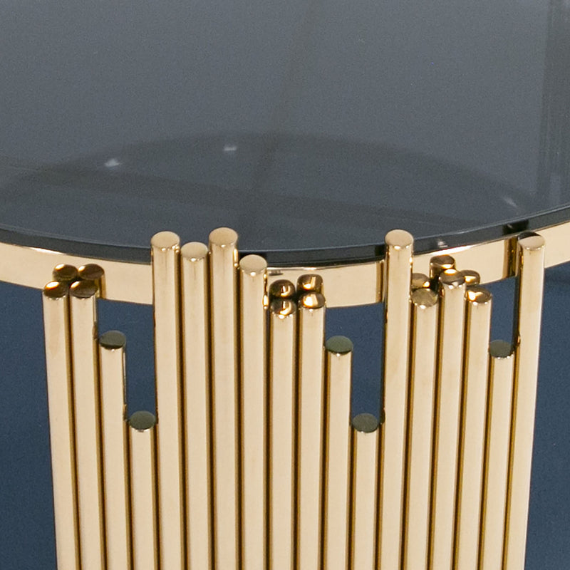 Bryce Modern Smoked Glass & Rosegold Round Coffee Table — view 3