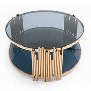 Bryce Modern Smoked Glass & Rosegold Round Coffee Table — view 2