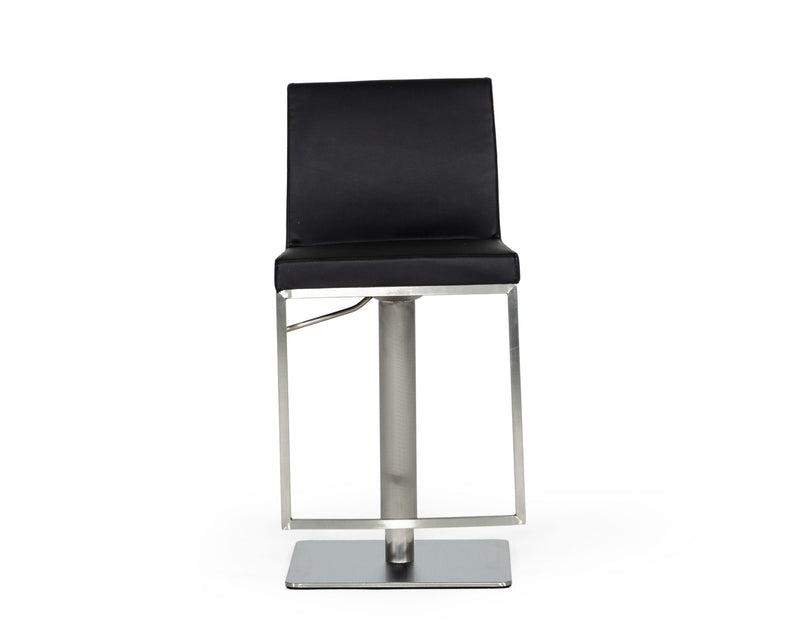 Folsum - Modern Black & Brushed Stainless Steel Adjustable Bar Stool