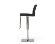 Folsum - Modern Black & Brushed Stainless Steel Adjustable Bar Stool — view 2