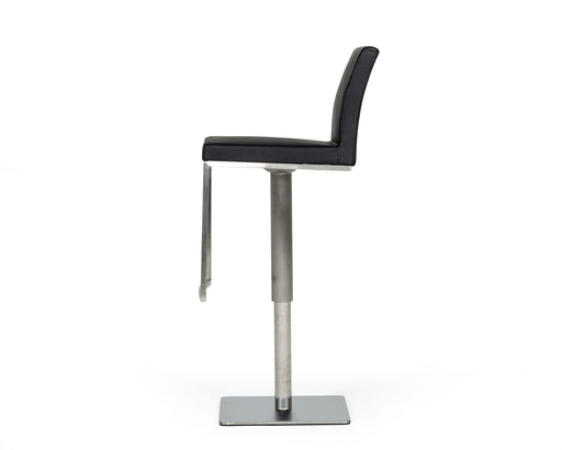 Folsum - Modern Black & Brushed Stainless Steel Adjustable Bar Stool — view 2