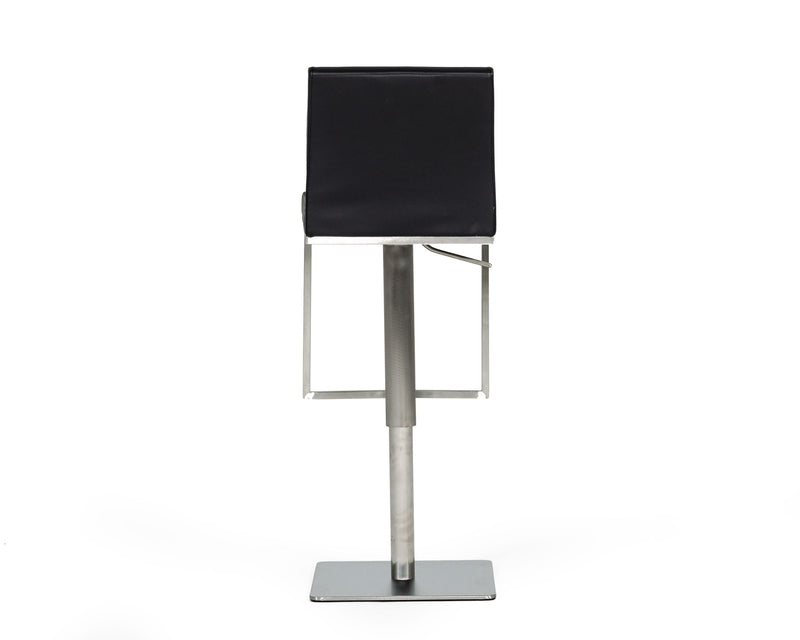 Folsum - Modern Black & Brushed Stainless Steel Adjustable Bar Stool — view 3