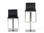 Folsum - Modern Black & Brushed Stainless Steel Adjustable Bar Stool — view 4