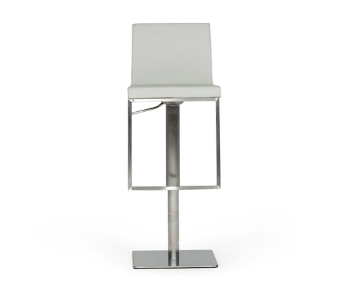 Folsum - Modern Light Grey & Brushed Stainless Steel Adjustable Bar Stool