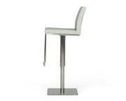 Folsum - Modern Light Grey & Brushed Stainless Steel Adjustable Bar Stool — view 2
