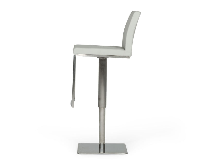 Folsum - Modern Light Grey & Brushed Stainless Steel Adjustable Bar Stool — view 2