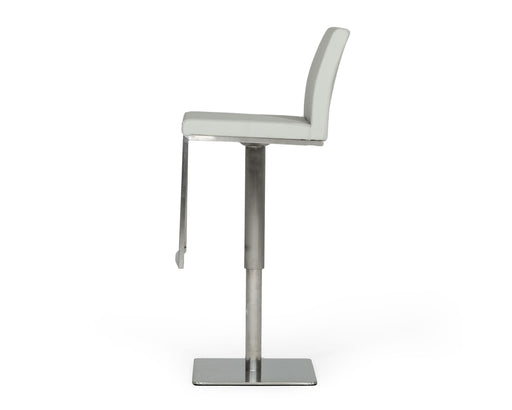 Folsum - Modern Light Grey & Brushed Stainless Steel Adjustable Bar Stool — view 2