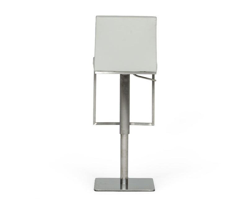Folsum - Modern Light Grey & Brushed Stainless Steel Adjustable Bar Stool — view 3