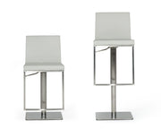 Folsum - Modern Light Grey & Brushed Stainless Steel Adjustable Bar Stool — view 4