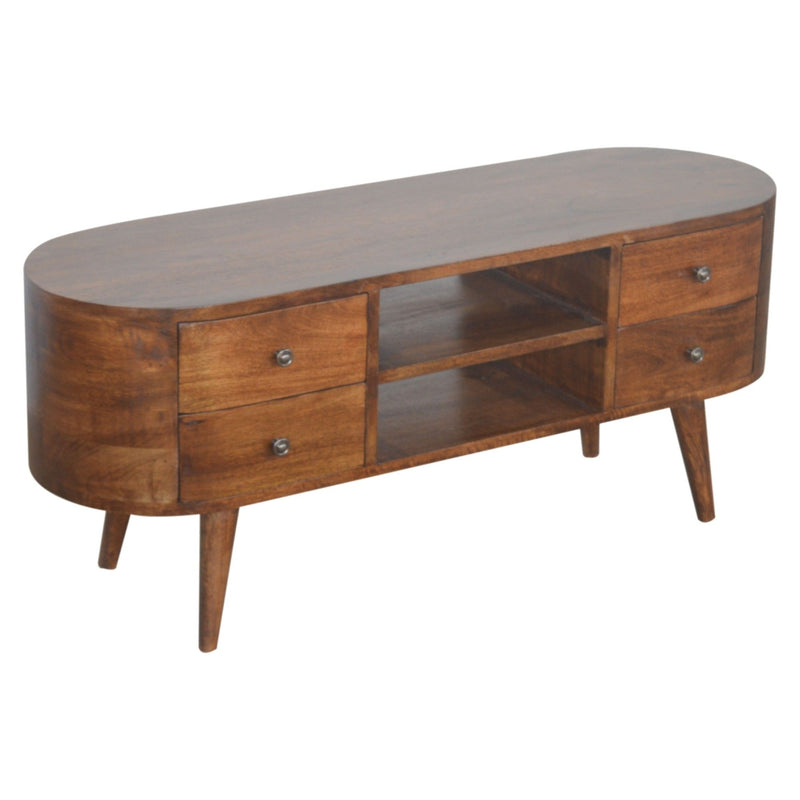 Solid Wood Rounded Entertainment Unit - R&R Furniture Gallery (Fountain Valley, CA)