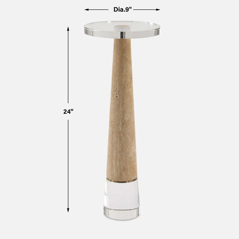 Niari - Travertine Drink Table - Light Brown