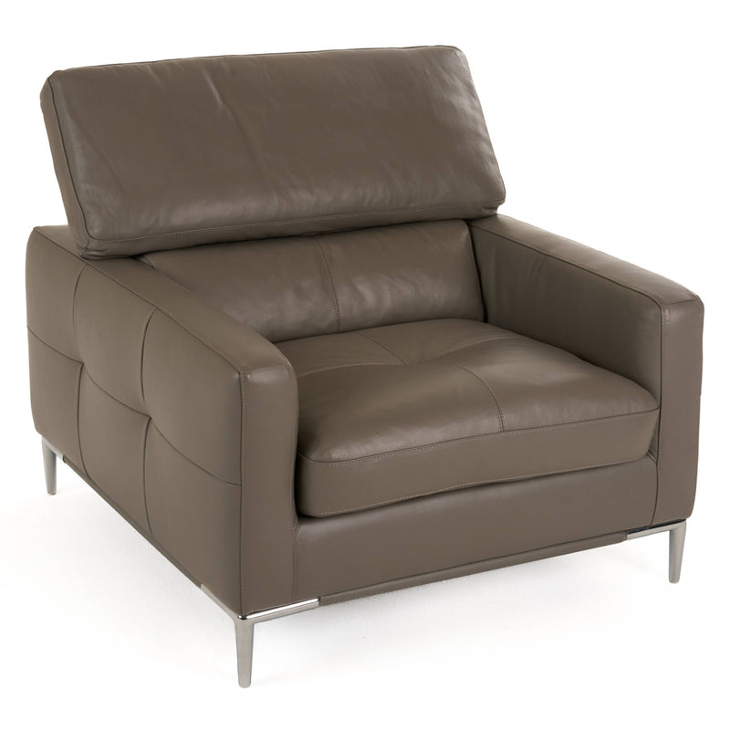 Natalia - Modern Dark Grey Leather Chair — view 2