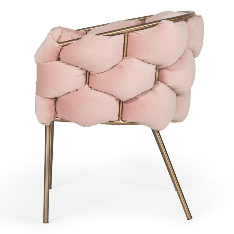 Debra - Modern Pink Fabric Dining Chair — view 3