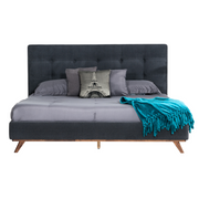 Addison +Soria - Mid-Century Modern Grey Fabric + Walnut 4-Piece Bedroom Set — view 3