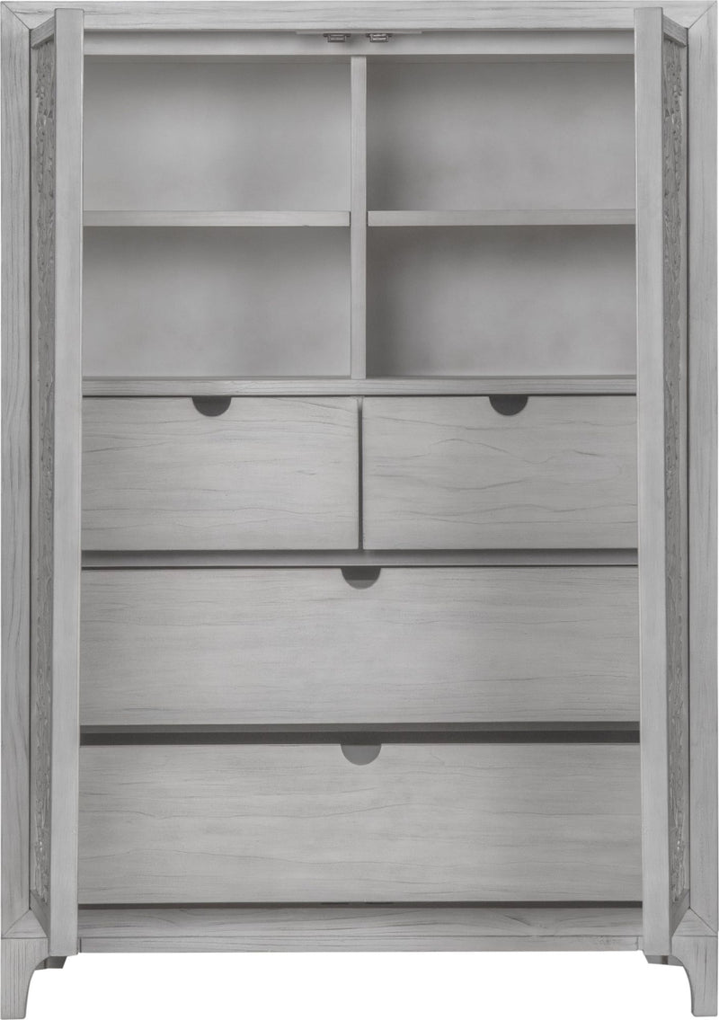 Boho Chic Wardrobe Chest in Washed White (2024)