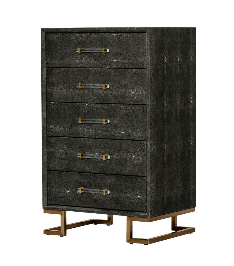 Howard - Modern Shagreen Grey Leatherette & Gold Chest — view 3