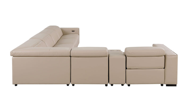 1208 - 7 Piece L-Shaped Leather Reclining Sectional With 3 Power Recliners