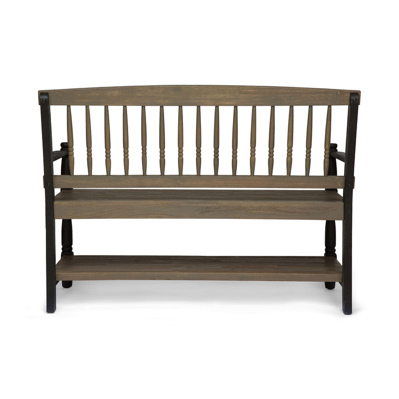 Slatted Bench With Built In Shelf - R&R Furniture Gallery (Fountain Valley, CA)