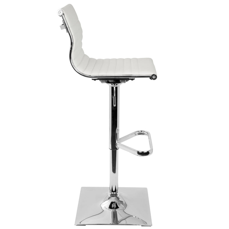 Lumi Source Masters contemporary adjustable barstool with swivel, bar height 28-30 inches, featuring modern design and cushioned seat.