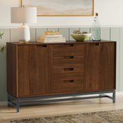 Banting Sideboard with Centre Drawers — Modern Industrial Storage Cabinet in Oak or Walnut - R&R Furniture Gallery (Fountain Valley, CA)