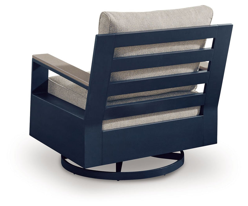East Beach - Swivel Glider Chair With Cushion - Blue - R&R Furniture Gallery (Fountain Valley, CA)