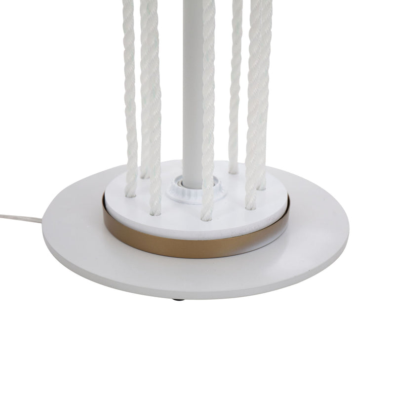 Lumi Source Rope Contemporary Floor Lamp with natural rope base and white fabric shade, modern design for living room lighting.