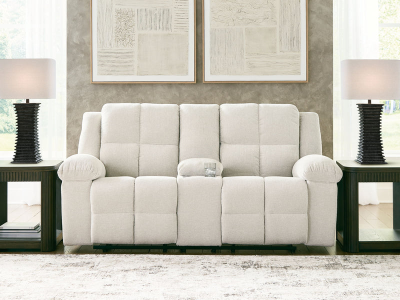 Orlen - Double Reclining Loveseat With Console - Winter - R&R Furniture Gallery (Fountain Valley, CA)