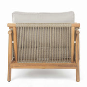Noble House Sumbawa outdoor club arm chair with cushioned seat and wooden frame, ideal for patio or garden seating.
