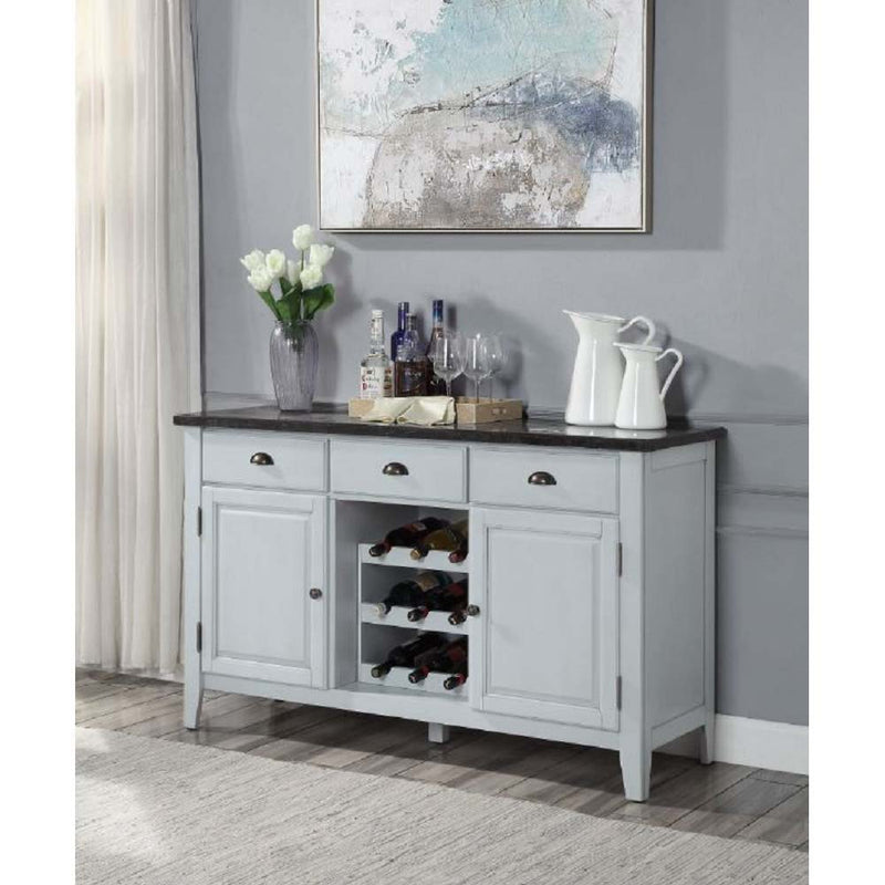 Lanton - Server - Natural Marble & Antique White - R&R Furniture Gallery (Fountain Valley, CA)