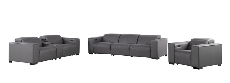 1208 - Modular Leather Set With 6 Power Recliners & Power Headrests