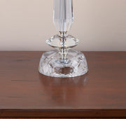 Lumi Source Karat contemporary crystal table lamp set with clear crystal, chrome finish, and white softback shades on a modern surface.