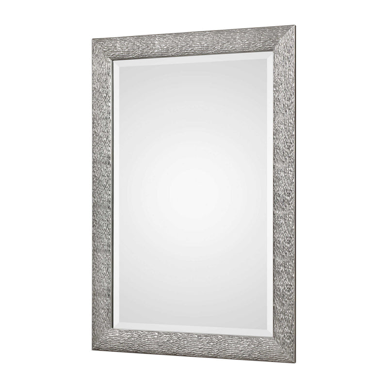 Silver Mossley metallic wall mirror by Uttermost featuring a sleek, reflective surface and modern design for contemporary decor.