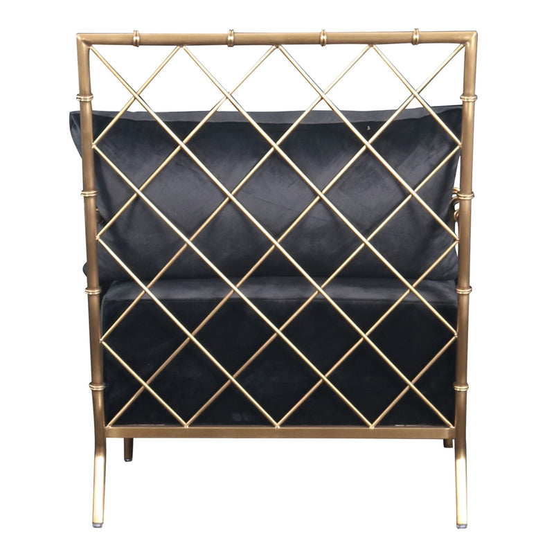 Ignacio - Glam Black Velvet & Gold Accent Chair — view 3