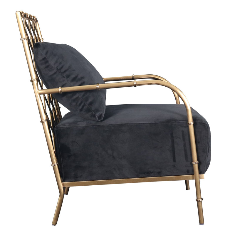 Ignacio - Glam Black Velvet & Gold Accent Chair — view 2