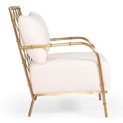 Ignacio - Glam White Velvet & Gold Accent Chair — view 2