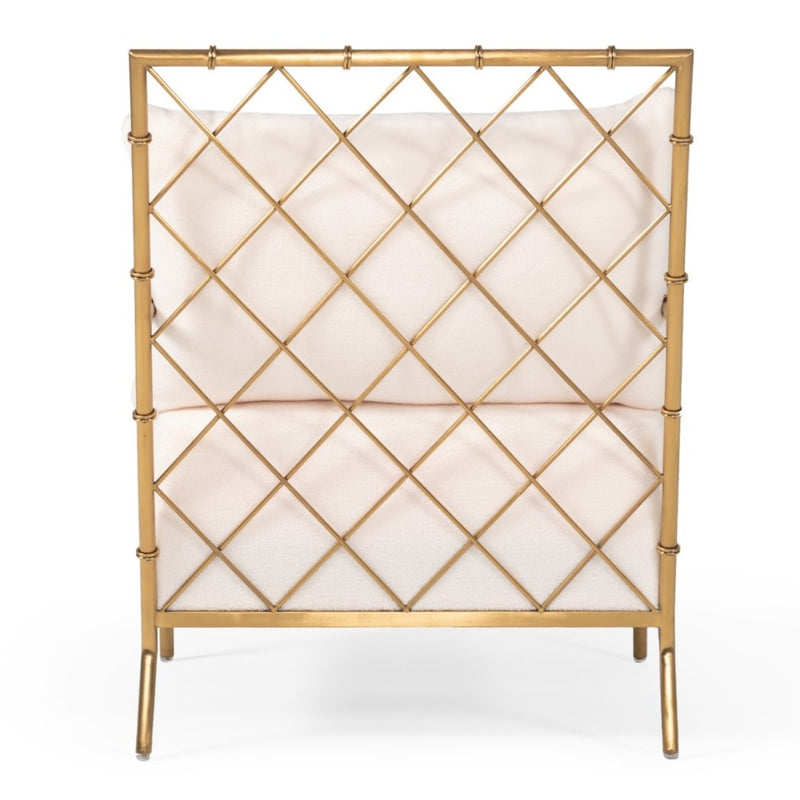 Ignacio - Glam White Velvet & Gold Accent Chair — view 3