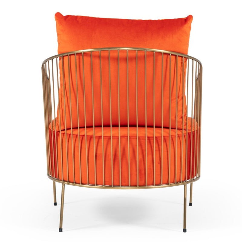 Loveland - Glam Orange Velvet Accent Chair — view 3