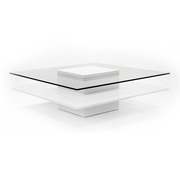 Clarion - Modern White & Clear Glass Coffee Table — view 2