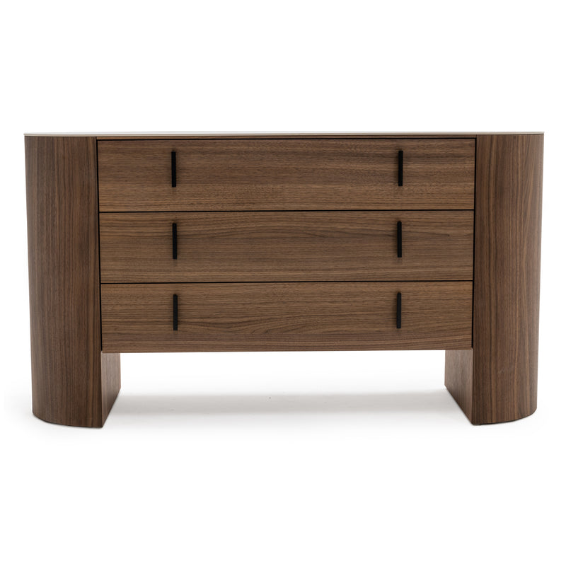 Chelton - Contemporary White Ceramic & Walnut Dresser — view 3