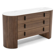 Chelton - Contemporary White Ceramic & Walnut Dresser — view 4
