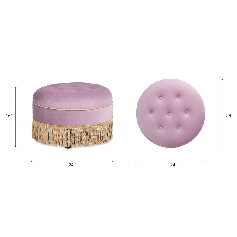 Yolanda - Round Upholstered Accent Ottoman - R&R Furniture Gallery (Fountain Valley, CA)