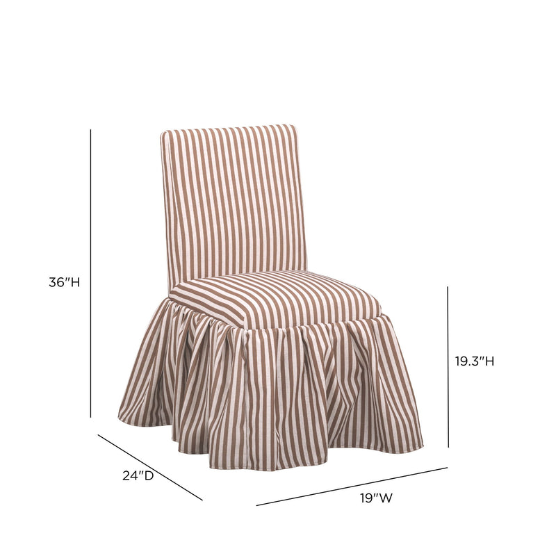 Gertrude striped linen side dining chair by TOV Furniture with wooden legs and upholstered seat, stylish and comfortable for dining rooms.