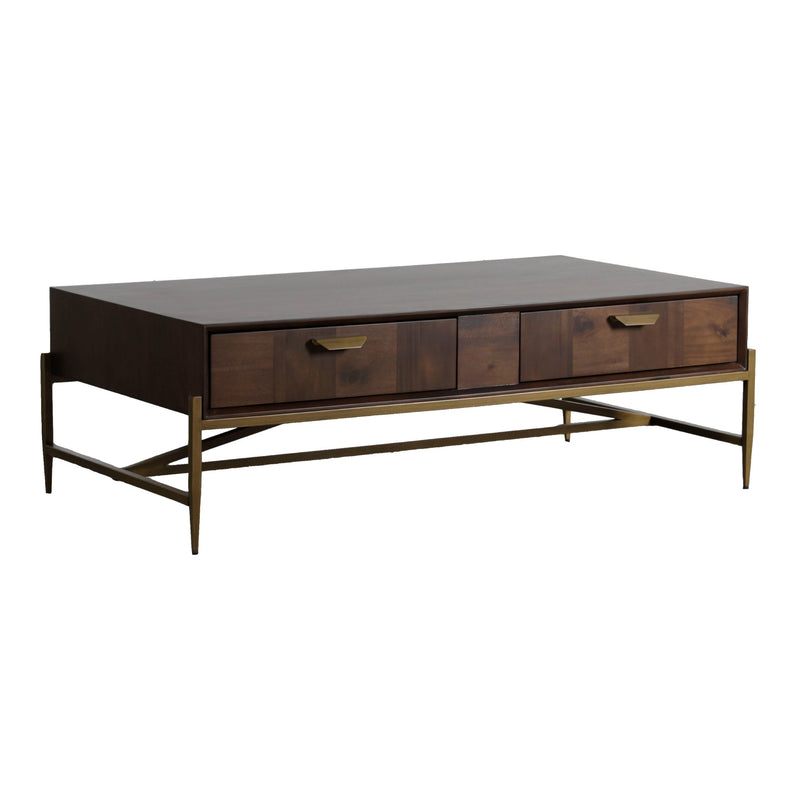 Shane - Modern Acacia & Brass Coffee Table