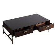 Shane - Modern Acacia & Brass Coffee Table — view 4