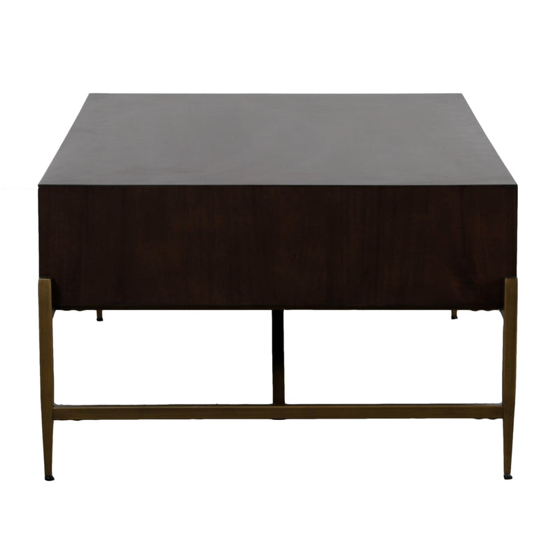 Shane - Modern Acacia & Brass Coffee Table — view 2