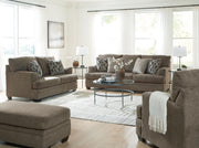 Signature Design by Ashley 3-piece living room set with sofa, loveseat, and armchair featuring neutral fabric and modern style.