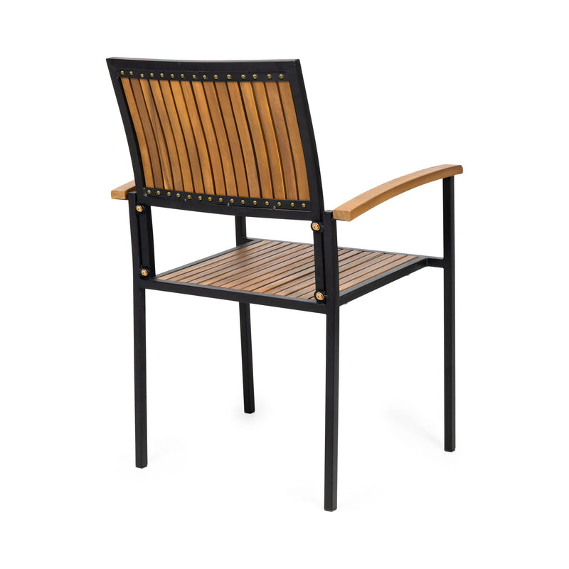 Vermilion - Outdoor Dining Chair With Vertical Slat And Wooden Arm