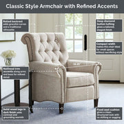 Aidan - Push Back Recliner Chair With Tufted Back And Nailhead Trim - Cream - R&R Furniture Gallery (Fountain Valley, CA)