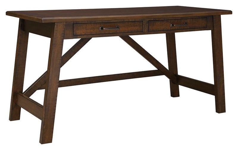Baldridge - Home Office Large Leg Desk - Rustic Brown - R&R Furniture Gallery (Fountain Valley, CA)